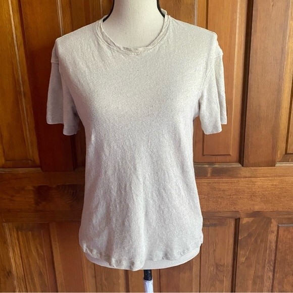 Zara women’s light tan neutral short sleeve tee shirt size Small - Picture 1 of 10
